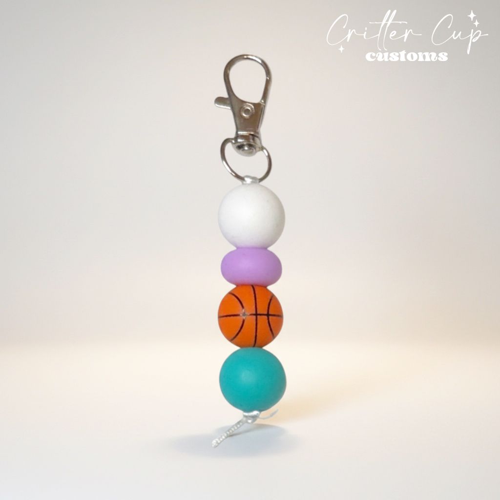 Custom Basketball Beaded Bag Charm
