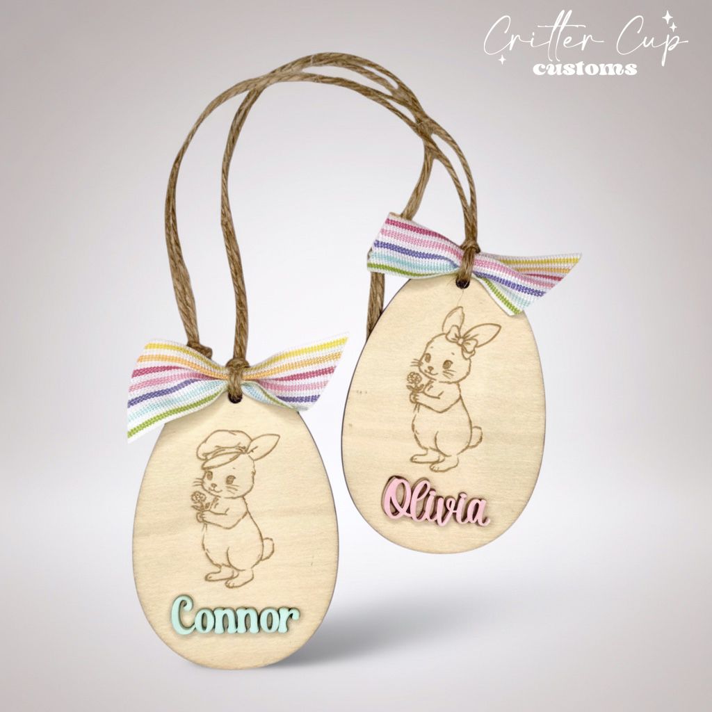 Baby Bunny Egg Gift Tag, Easter Basket Tag