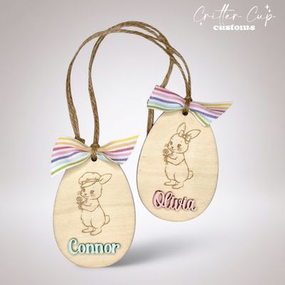 Baby Bunny Egg Gift Tag, Easter Basket Tag