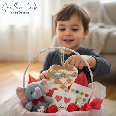 Personalized Gingham Engraved Valentine's Day Gift Tag, Custom Keepsake Gift Tag