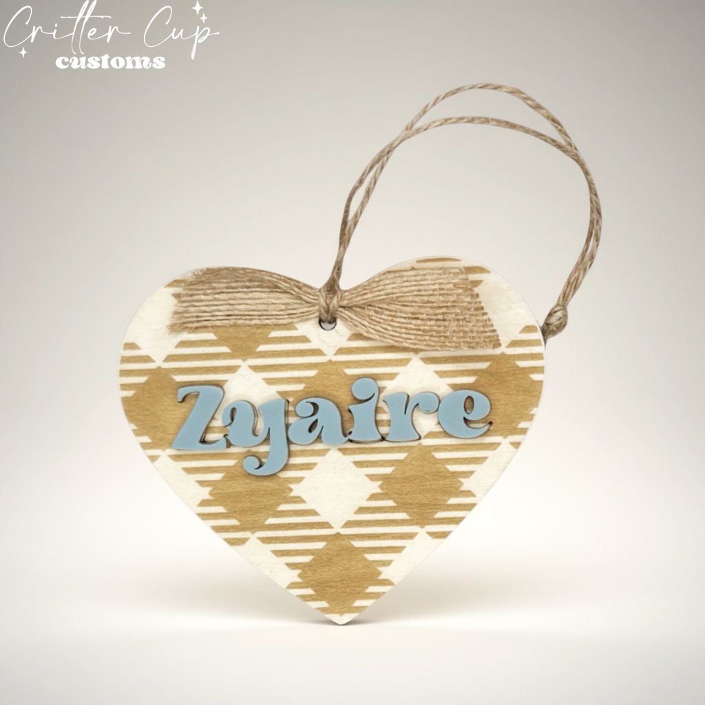 Personalized Gingham Engraved Valentine's Day Gift Tag, Custom Keepsake Gift Tag