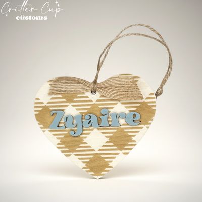 Personalized Gingham Engraved Valentine's Day Gift Tag, Custom Keepsake Gift Tag