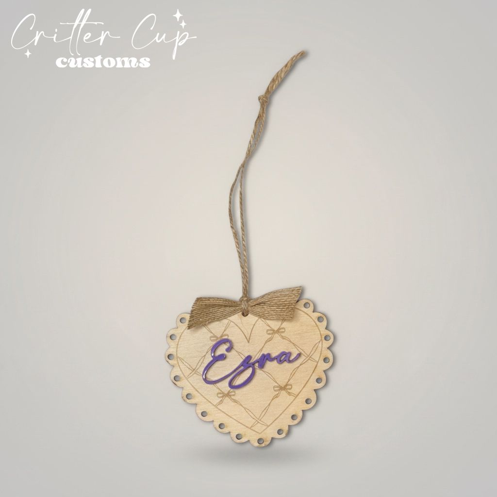 Personalized Coquette Engraved Valentine's Day Gift Tag, Custom Keepsake Gift Tag