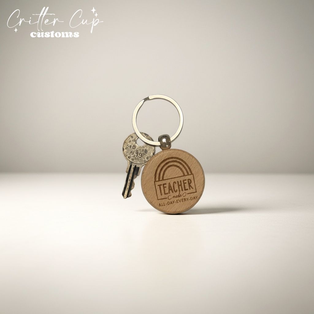 Custom Engraved Teacher Rainbow Keychain
