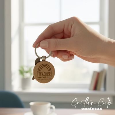 Custom Engraved Teacher Rainbow Keychain