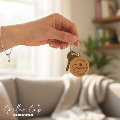 Custom Engraved Pet Mom Keychain