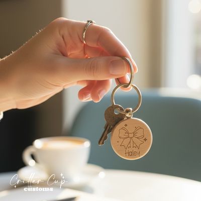 Personalized Wood Coquette Keychain