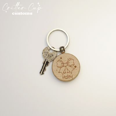 Personalized Wood Coquette Keychain