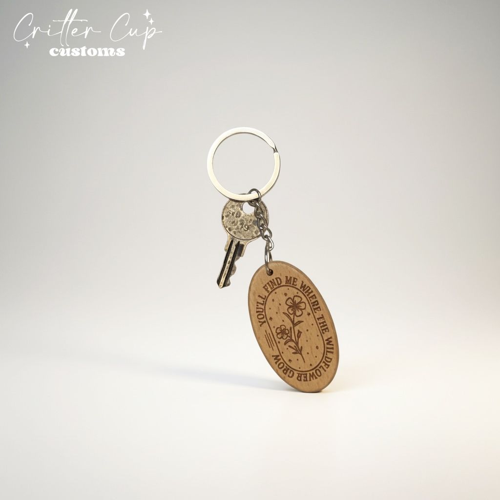 Where the Wildflowers Grow Wood Keychain