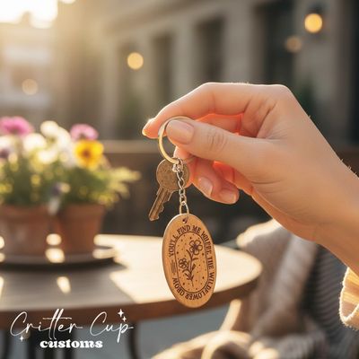 Where the Wildflowers Grow Wood Keychain