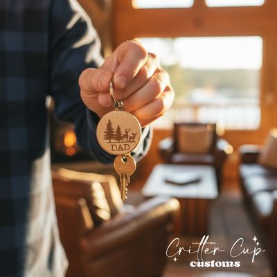 Custom Rustic Dad Keychain