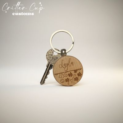 Personalized Wood Dog Mom Keychain