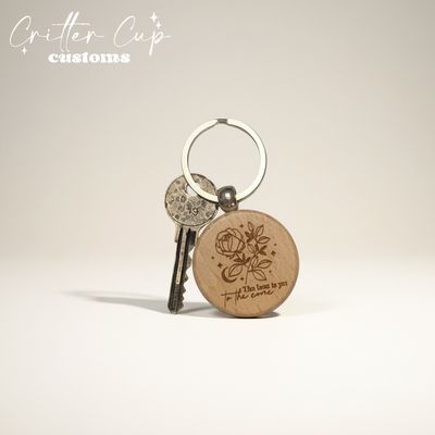 Wooden Engraved Rose Motivational  Keychain
