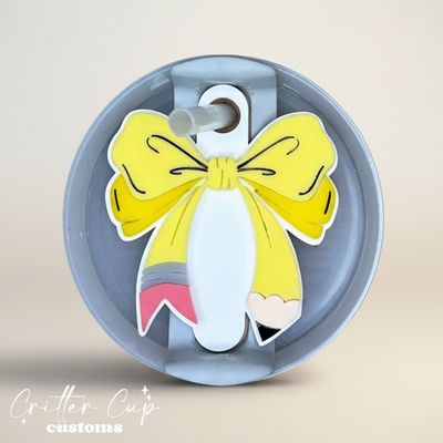 Coquette Pencil Stanley Name Plate, Pencil Bow Stanley Topper