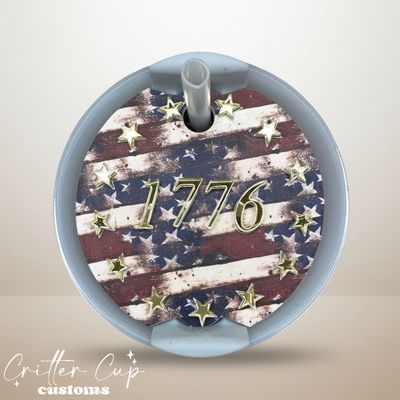 Patriotic 1776 Stanley Name Plate, 4th of July Stanley Topper