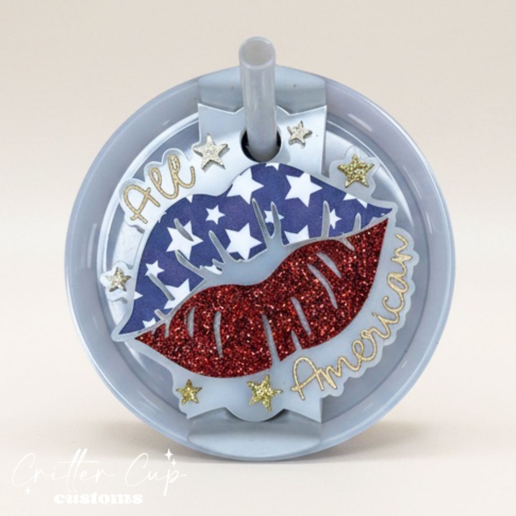 All American Kiss Stanley Name Plate, 4th of July Stanley Topper
