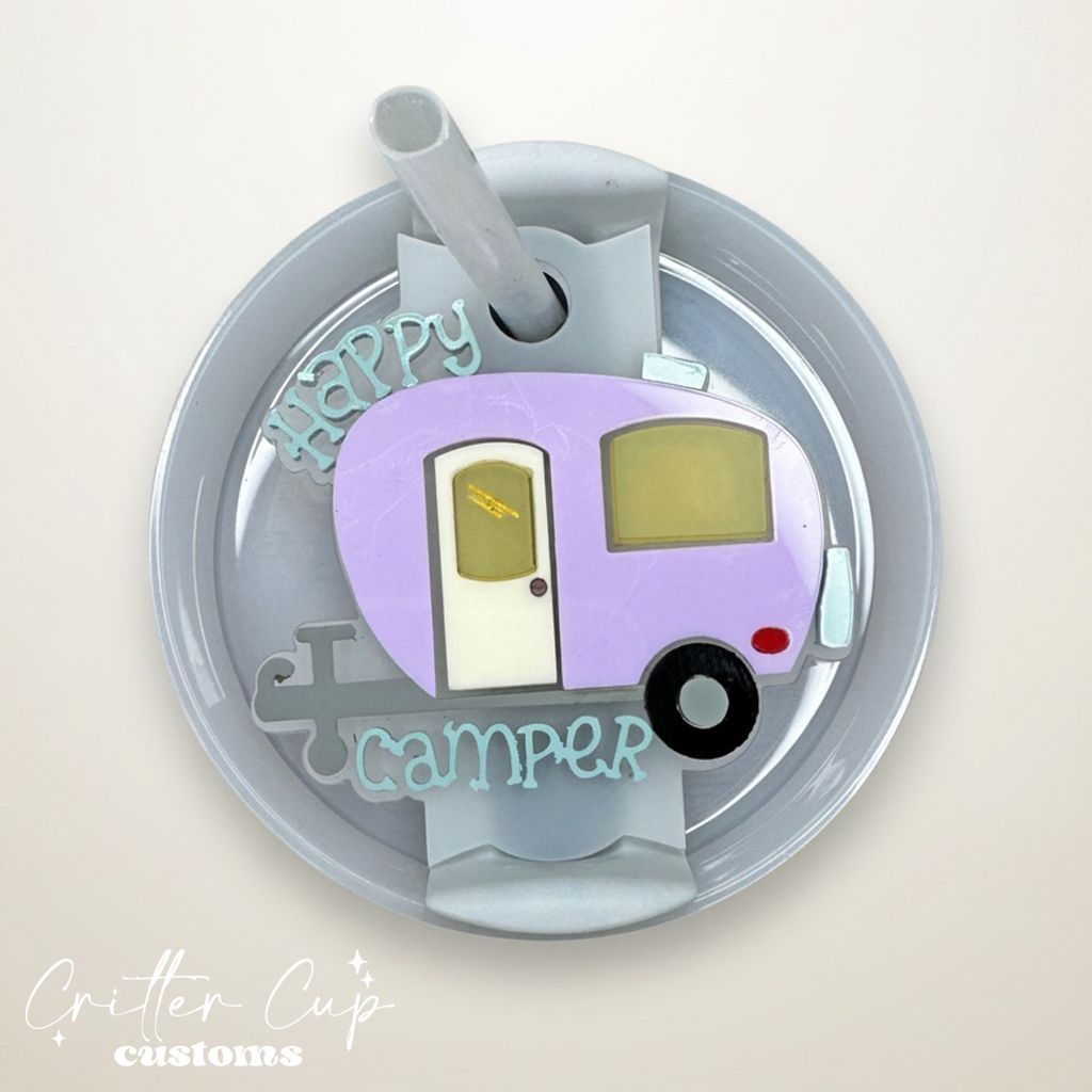 Happy Camper Stanley Name Plate, RV Camping  Stanley Topper