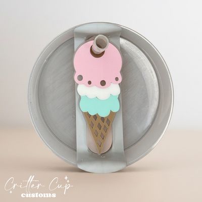 Ice Cream Cone Stanley Name Plate, Summer Stanley Topper