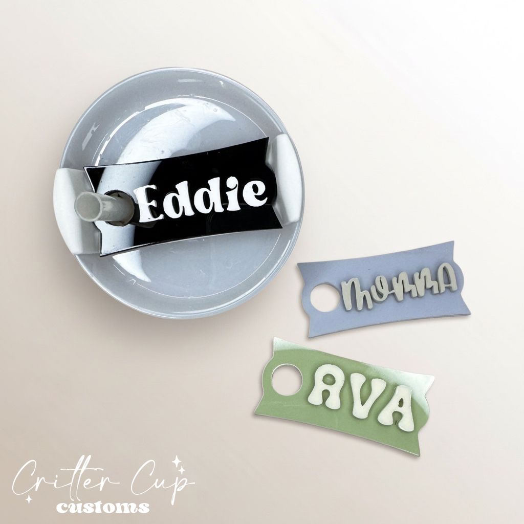 Personalized Basic Solid Color Stanley Name Plate, Custom Stanley Topper