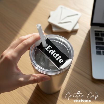 Personalized Basic Solid Color Stanley Name Plate, Custom Stanley Topper