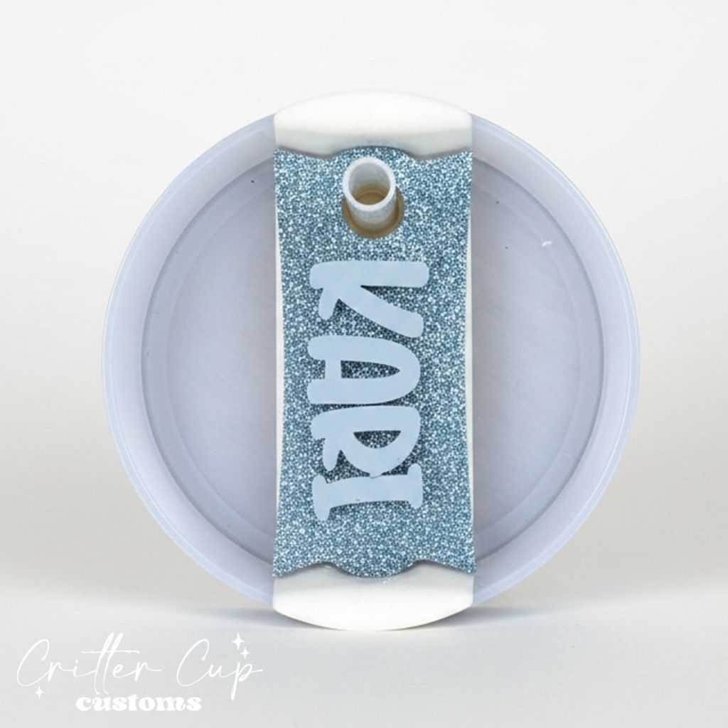 Personalized Basic Glitter Stanley Name Plate, Custom Stanley Topper