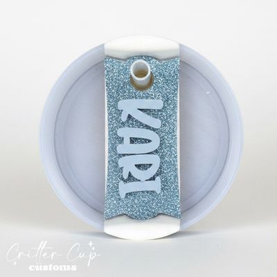 Personalized Basic Glitter Stanley Name Plate, Custom Stanley Topper