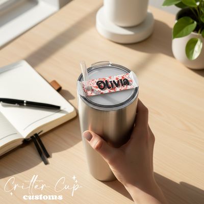 Blood Splatter Stanley Name Plate, Custom True Crime Stanley Topper