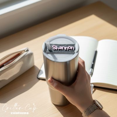 Chalkboard Doodle Stanley Name Plate, Custom Teacher Stanley Topper