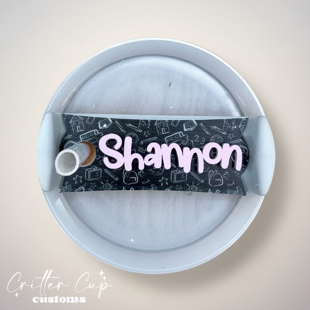 Chalkboard Doodle Stanley Name Plate, Custom Teacher Stanley Topper