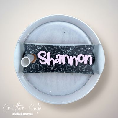 Chalkboard Doodle Stanley Name Plate, Custom Teacher Stanley Topper