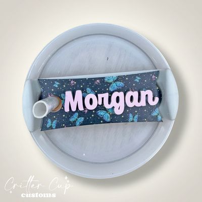Butterflies Stanley Name Plate, Custom Butterfly Stanley Topper