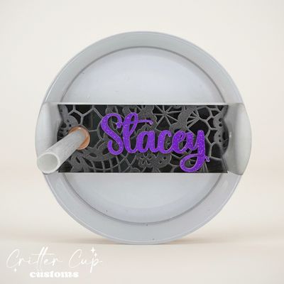 Black Lace Stanley Name Plate, Custom Stanley Topper