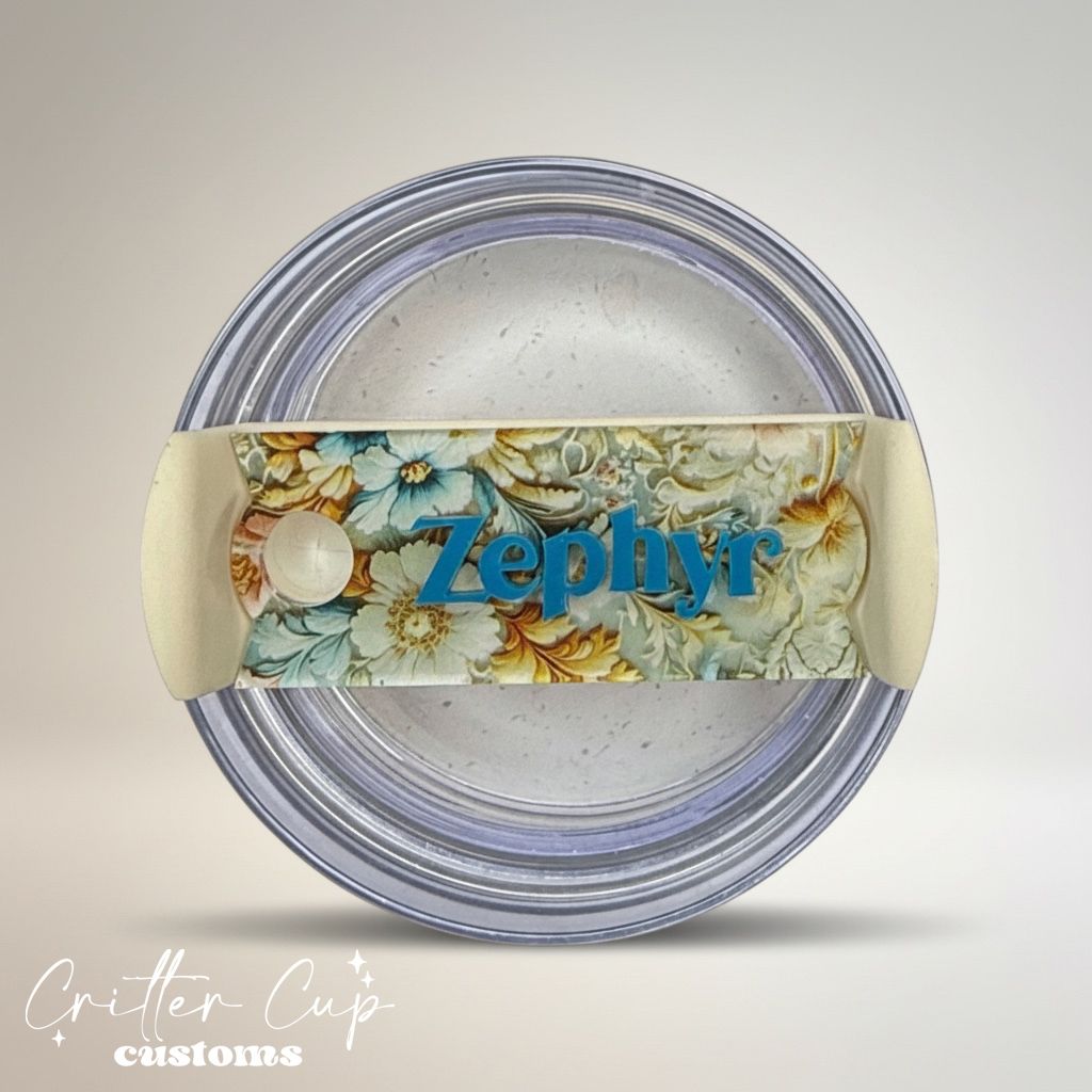 Antique Floral Name Plate, Custom Floral Stanley Topper
