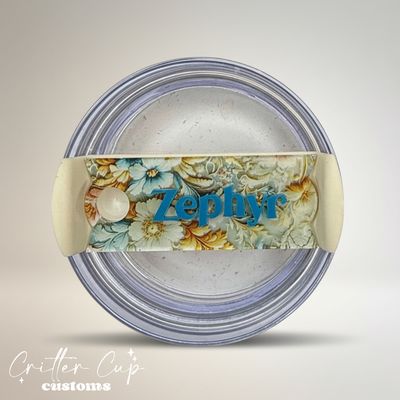 Antique Floral Name Plate, Custom Floral Stanley Topper