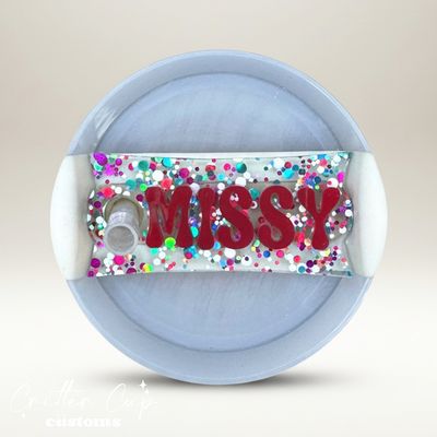 Teal and Magenta Dot Glitter Stanley Name Plate, Custom Glitter Stanley Topper
