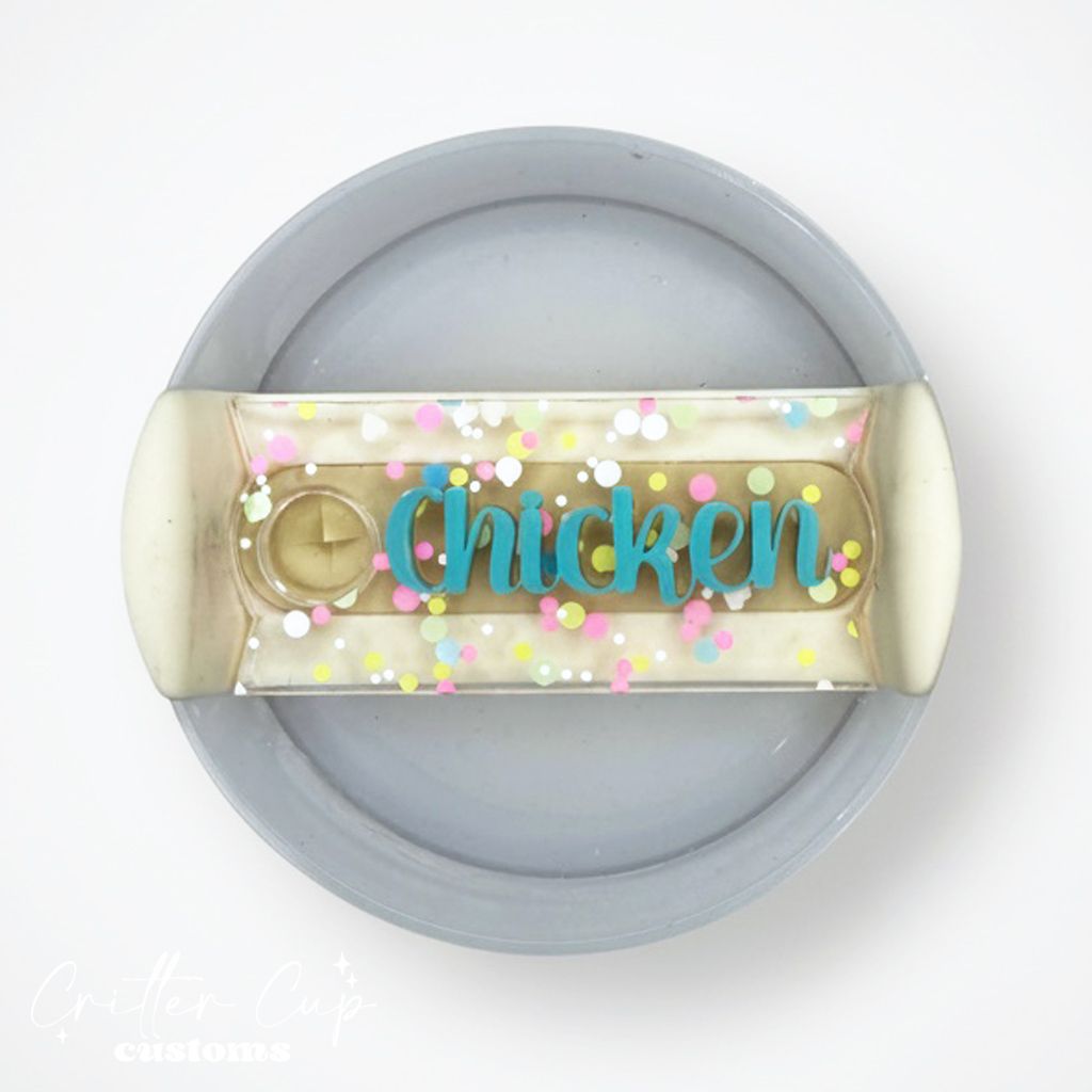 Neon Confetti Stanley Name Plate, Custom Glitter Stanley Topper