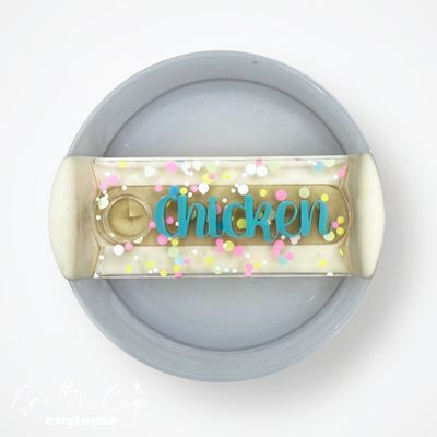Neon Confetti Stanley Name Plate, Custom Glitter Stanley Topper