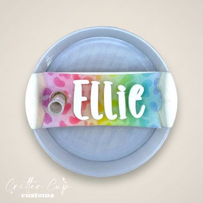 Neon Leopard Stanley Name Plate, Custom Glitter Rainbow Leopard Topper