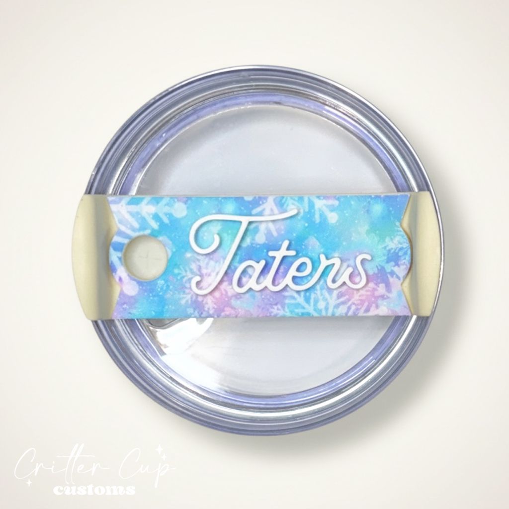 Pastel Winter Snowflakes Stanley Name Plate, Custom Pastel Christmas Stanley Topper