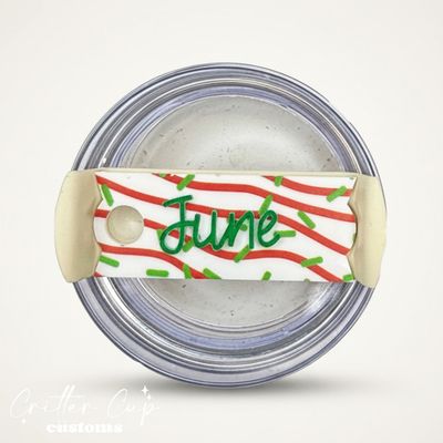 Christmas Tree Cake Frosting Stanley Name Plate, Custom Christmas Stanley Topper