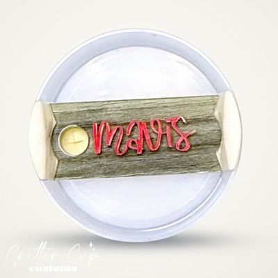 Grey Woodgrain Stanley Name Plate, Custom Woodgrain Stanley Topper