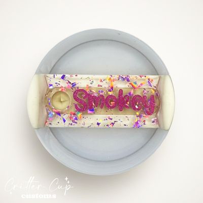 Lavender Holographic Flake Stanley Name Plate, Custom Glitter Stanley Topper
