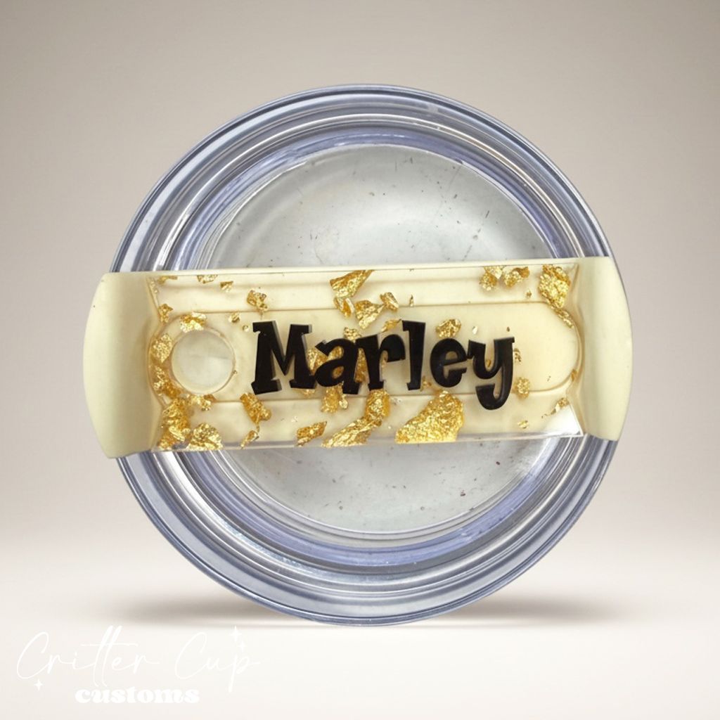 Gold Flake Stanley Name Plate, Custom Stanley Topper