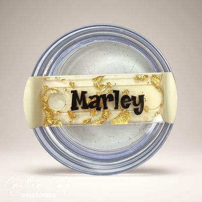 Gold Flake Stanley Name Plate, Custom Stanley Topper