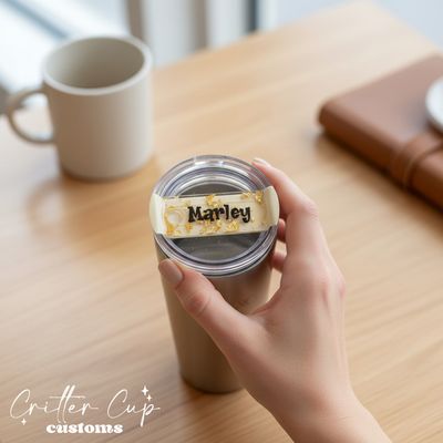 Gold Flake Stanley Name Plate, Custom Stanley Topper
