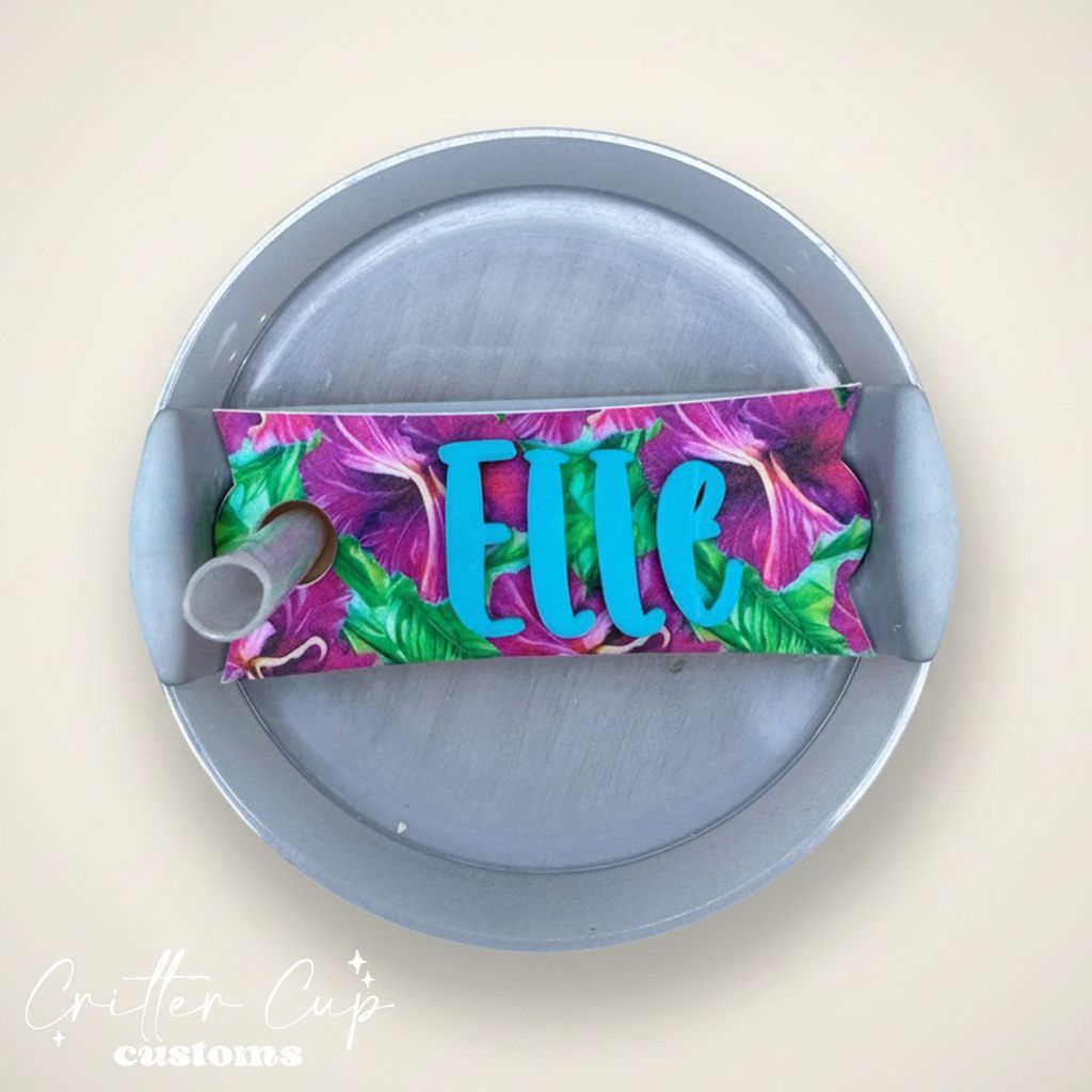 Hibiscus Stanley Name Plate, Custom Tropical Stanley Topper