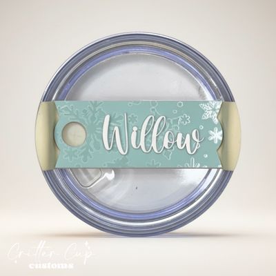 Monochrome Snowflakes Tree Stanley Name Plate, Custom Christmas Stanley Topper