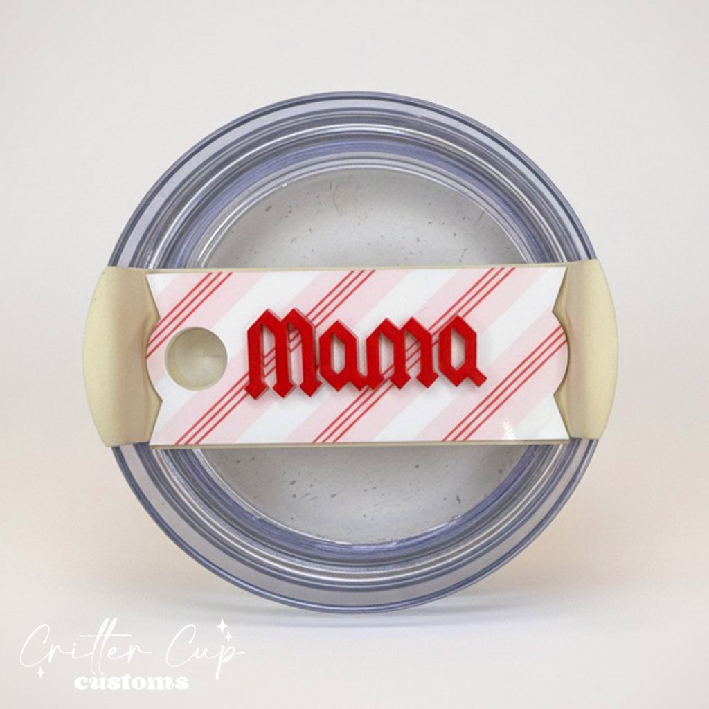 Pink Candy Cane Stripes Stanley Name Plate, Custom Christmas Stanley Topper