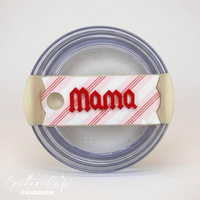 Pink Candy Cane Stripes Stanley Name Plate, Custom Christmas Stanley Topper