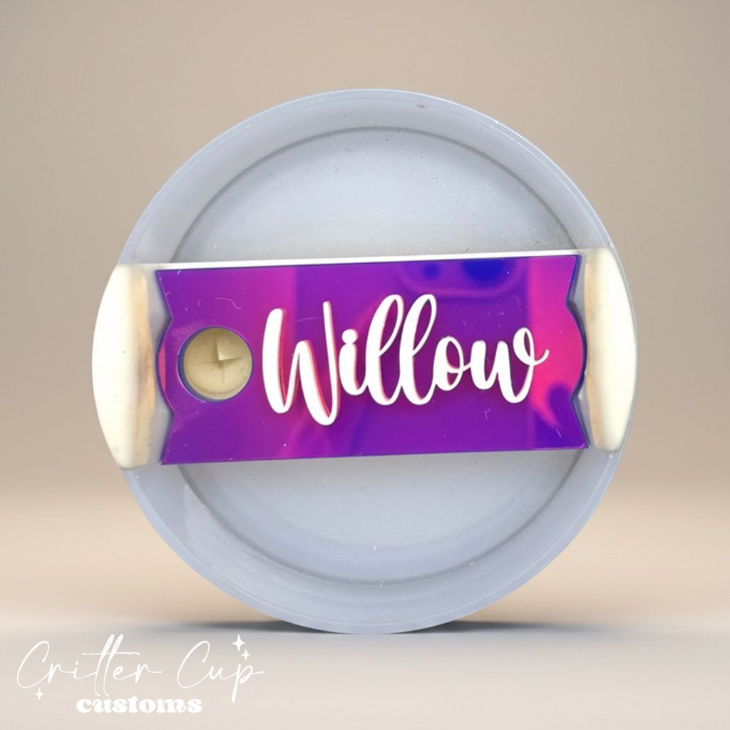 Iridescent Sunset Stanley Name Plate, Custom Iridescent Stanley Topper